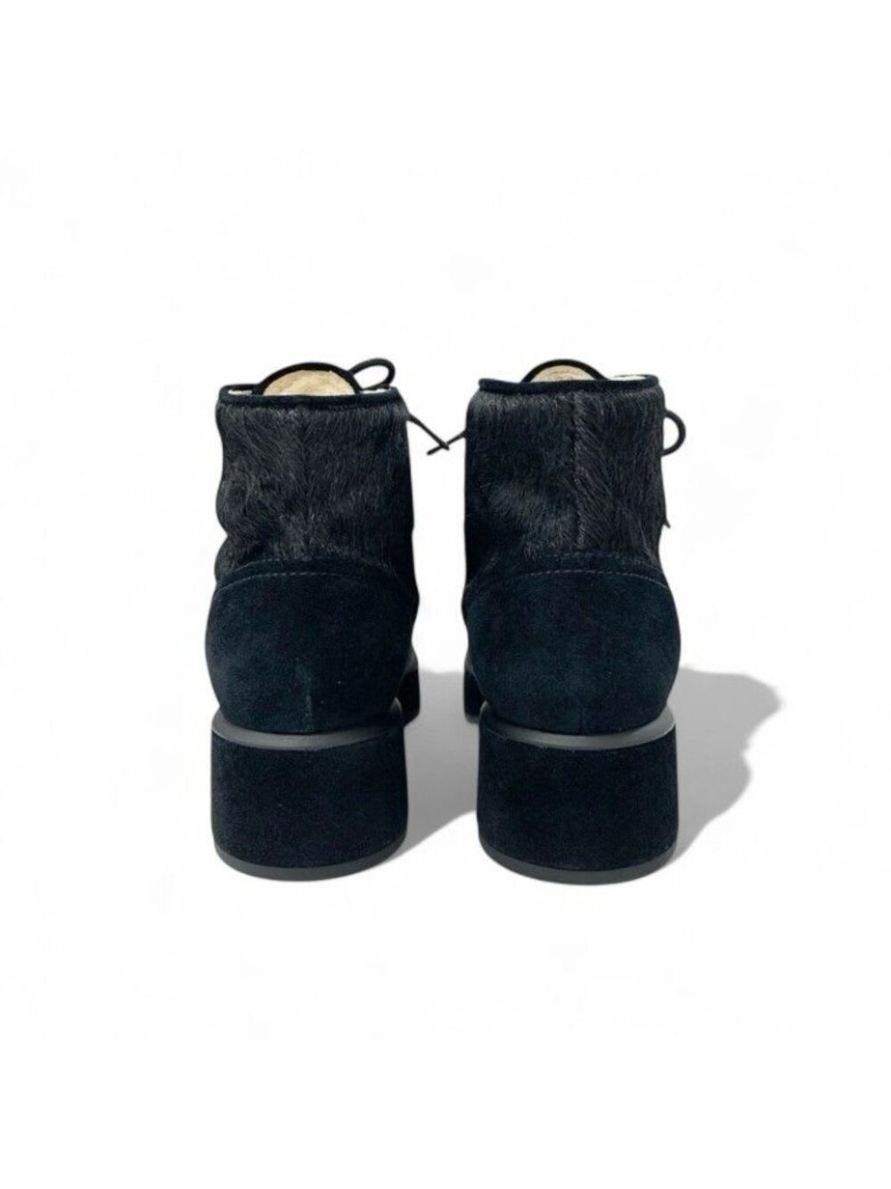 Chanel Boots Short Shoes Haraco Suede Shearling Black Coco Mark Ankle - Picture 5 of 10
